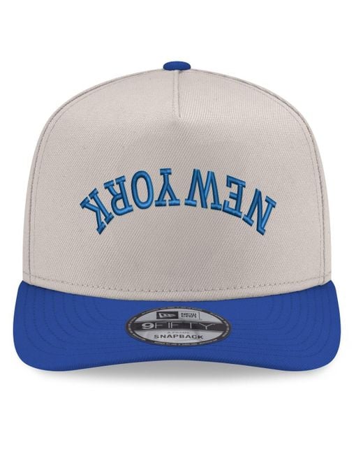 KTZ Blue Cream/royal New York Mets Upside Down City Name A-frame 9fifty Snapback Hat for men
