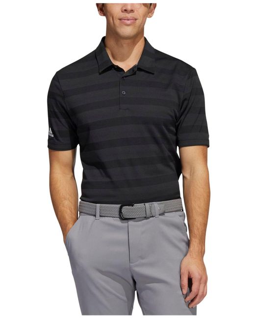 adidas Synthetic Two-tone Striped Polo Shirt in Black for Men | Lyst