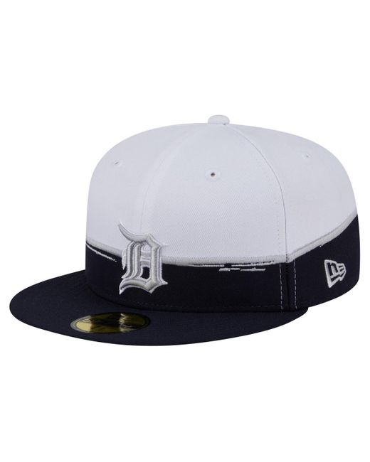 KTZ Blue Navy/white Detroit Tigers Paint Stroke 59fiftyâ Fitted Hat for men