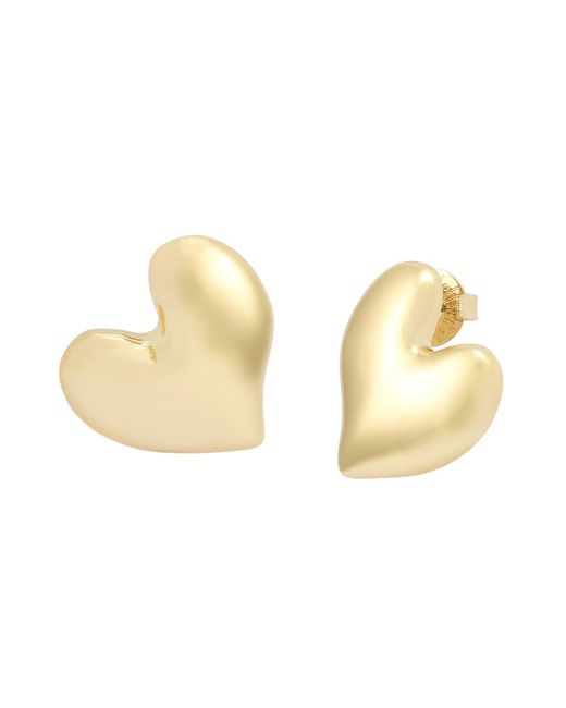 Robert Lee Morris Metallic Heart Button Earrings
