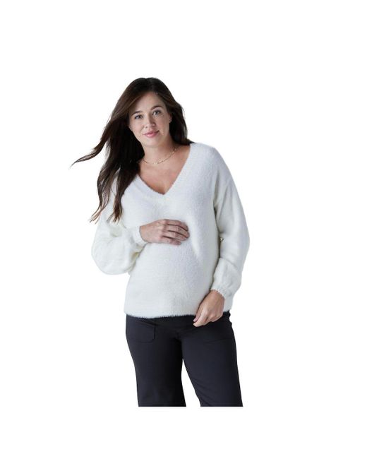 Ingrid & Isabel Maternity Fluffy Vneck Sweater in Gray Lyst