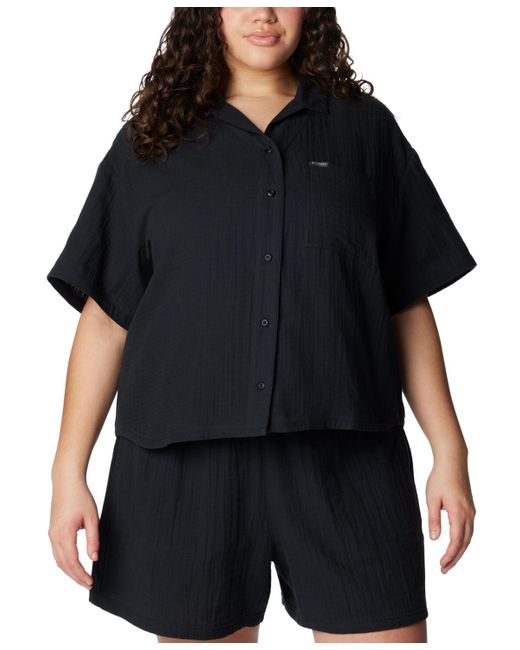 Columbia Black Plus Size Holly Hideaway Breezy Short-sleeve Top