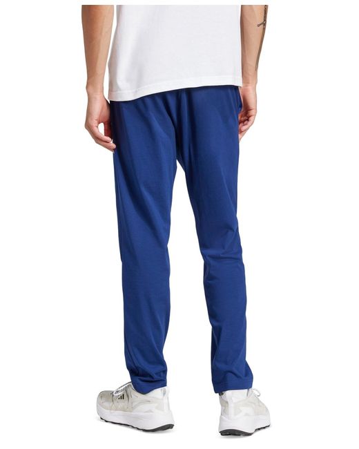 Adidas Blue Essentials Small Logo Single Jersey Pants for men