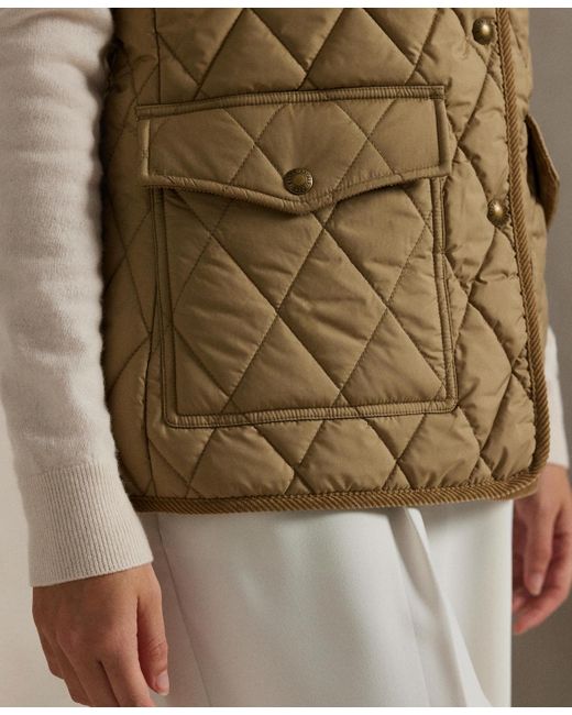 Polo Ralph Lauren Brown Corduroy-trim Quilted Vest