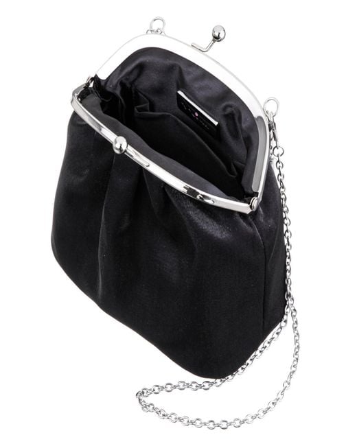 Nina Blue Vintage Style Crystal Handle Frame Clutch