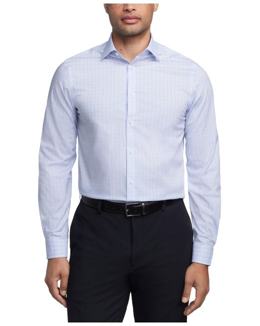 Michael Kors Blue Regular-fit Comfort Stretch Check Dress Shirt for men