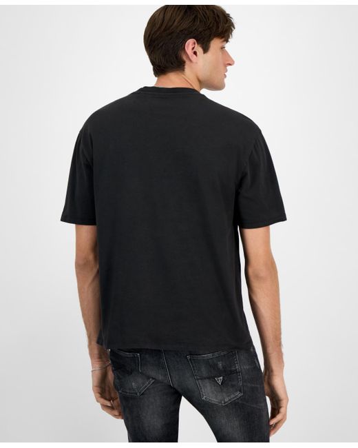 Guess Black Relaxed Fit Short Sleeve Crewneck Letter Pressed Graphic T-shirt for men