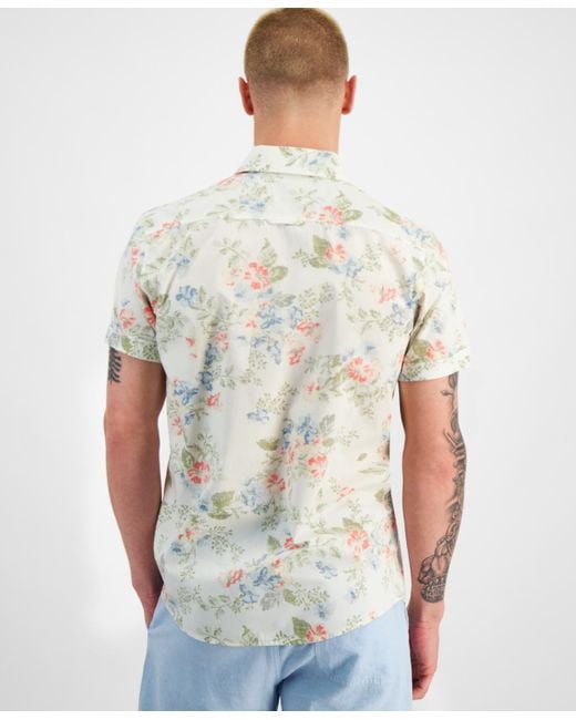 Sun & Stone White Sun + Stone Paulo Short Sleeve Button-front Floral Print Shirt for men
