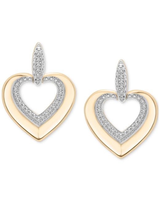 Macy's Metallic 2-pc. Set Diamond Heart Pendant Necklace & Matching Drop Earrings (1/5 Ct. T.w.