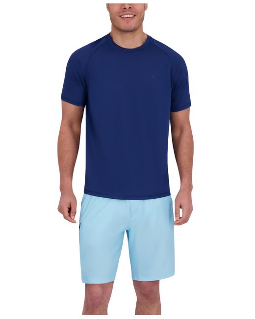 Spyder Blue Short Sleeve Waffle-knit Crewneck Swim Shirt for men