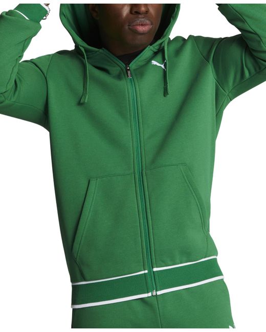 PUMA Green Vintage Sport Regular-fit Tipped Full-zip Fleece Hoodie for men