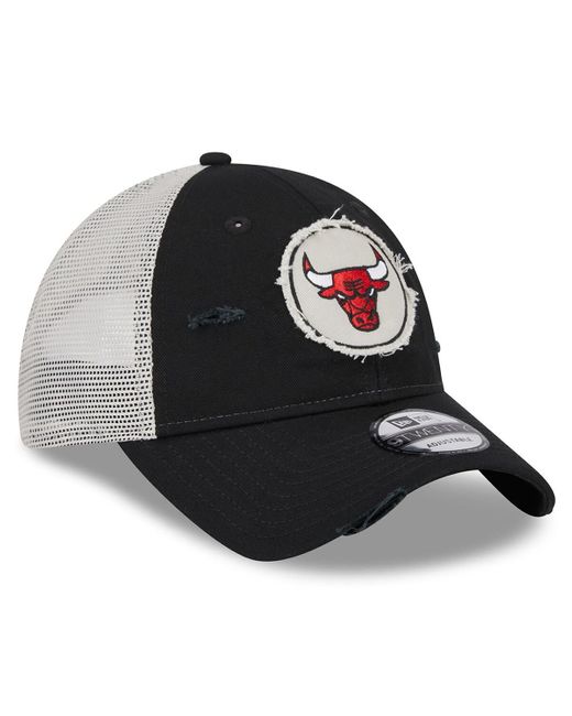 KTZ Black Chicago Bulls 2024 Nba All-star Game Rally Drive Distressed Patch 9twenty Trucker Adjustable Hat for men