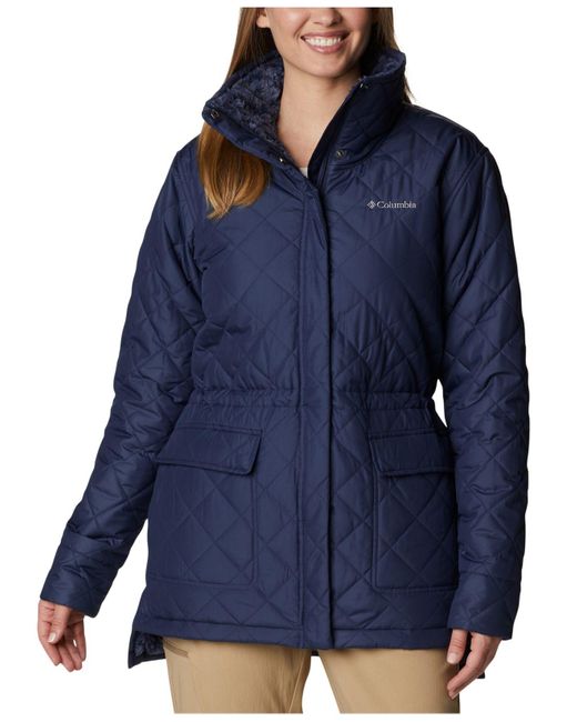 Columbia Fleece Copper Crest Novelty Quilted Puffer Coat in Blue Lyst