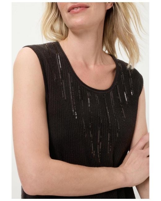 Olsen Black Rib Knit Shell