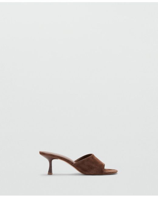 Mango Brown Suede Kitten Heel Sandals