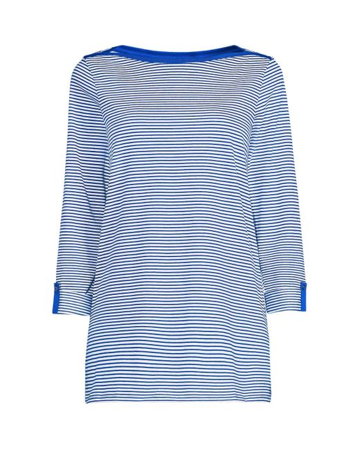 Lands' End Blue Plus Size Supima Cotton Adjustable 3/4 Sleeve Boatneck Tunic