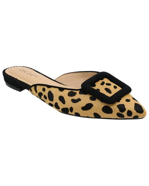 On 34th Brown Mabel Buckle Mules