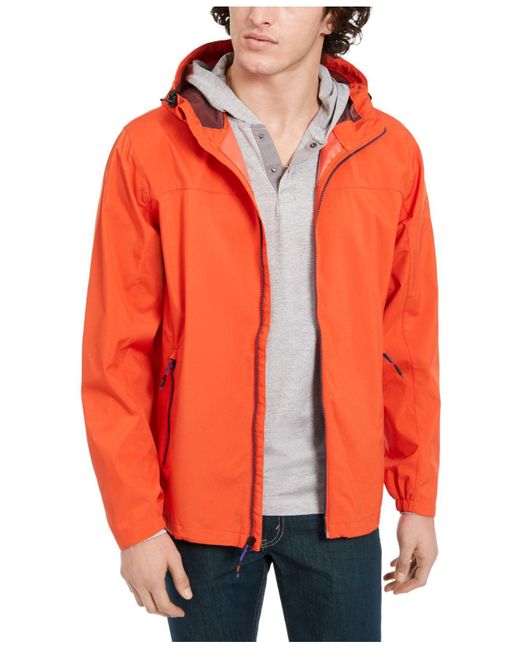 Hawke & Co. Orange All-season Lightweight Stretch Hooded Rain Jacket for men