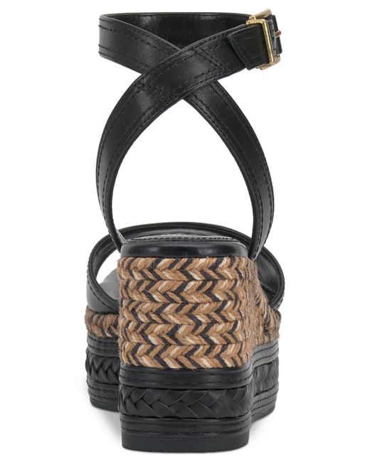 Vince Camuto Black Lilla Two-piece Platform Wedge Sandals