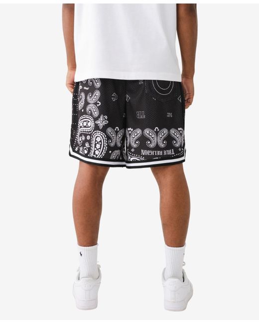True Religion Black Bandana Sublimation Shorts for men
