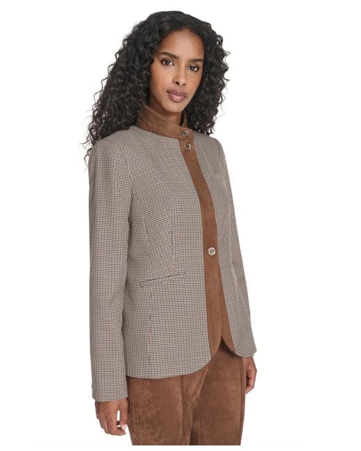 Tommy Hilfiger Brown Houndstooth Riding Jacket