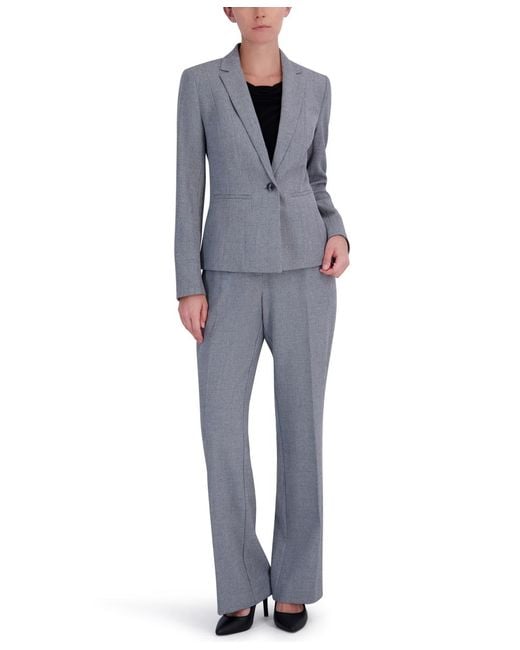 Kasper Gray Collared One-button Blazer