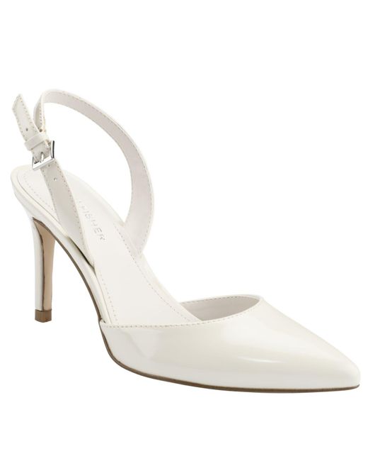 Marc Fisher Leather Davon Pointy Toe Sling-back Pumps in Ivory Patent ...