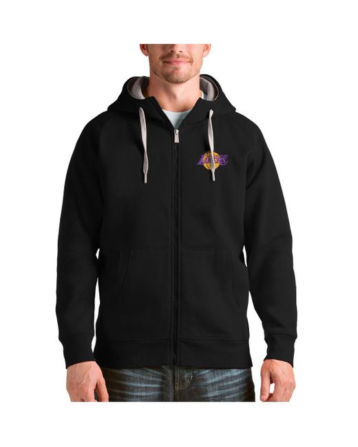Antigua Black Los Angeles Lakers Logo Victory Full-zip Hoodie for men