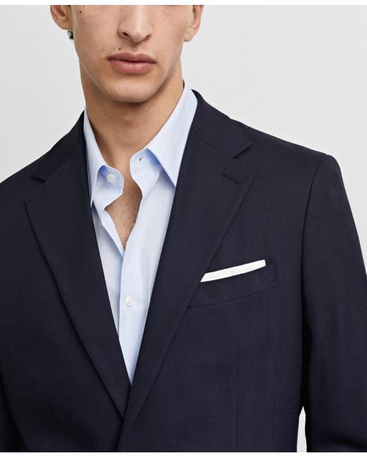 Mango Blue Slim-fit Herringbone Wool Suit Jacket for men