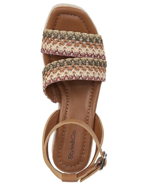 Style & Co. Metallic Cecilliaa Strappy Woven Wedge Sandals