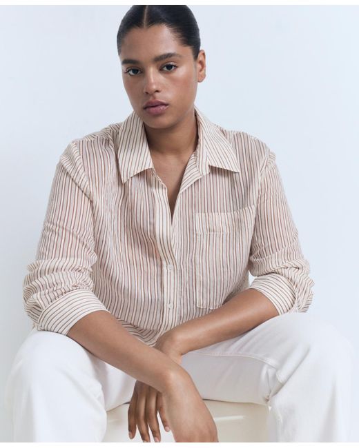 Mango White Semi-transparent Striped Shirt