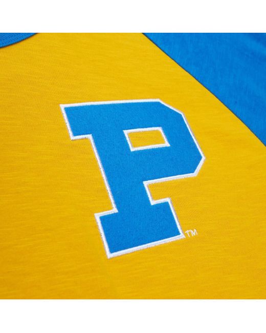 Mitchell & Ness Yellow Pitt Panthers Legendary Slub Raglan Long Sleeve T-shirt for men