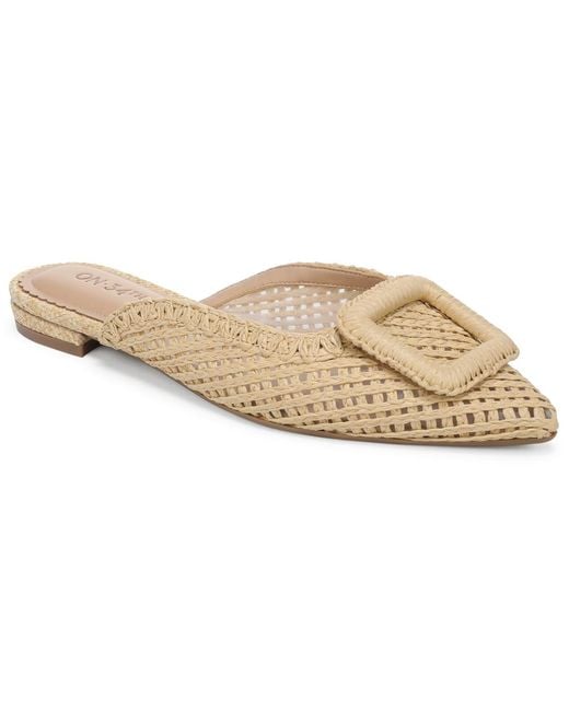 On 34th White Mabel Buckle Mules
