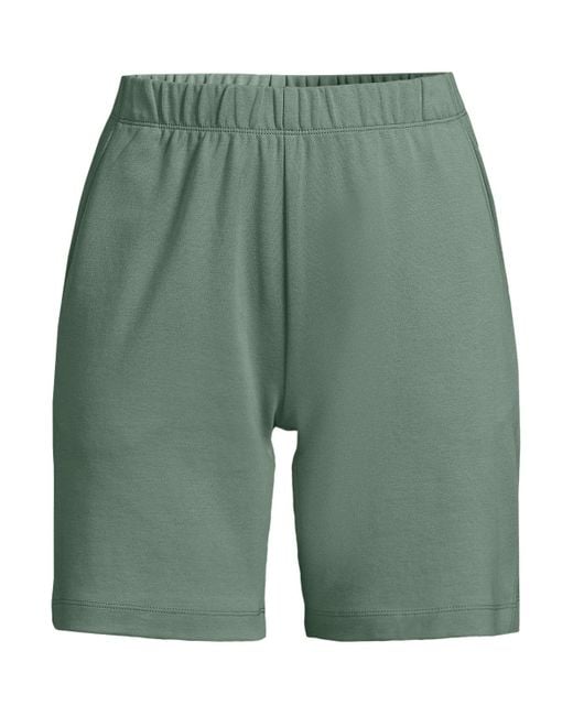 Lands' End Green Petite Sport Knit High Rise Elastic Waist Shorts