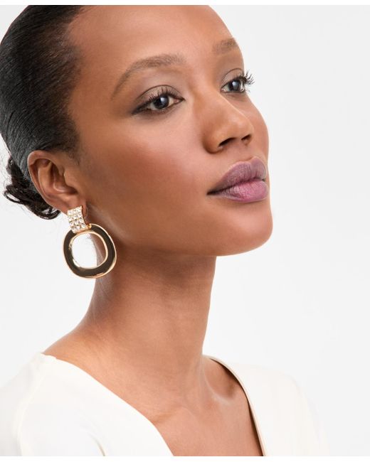 INC International Concepts Metallic Tone Pave Circle Drop Earrings