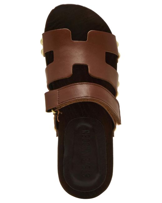 Steve Madden Brown Canal Wooden Platform Slide Sandals