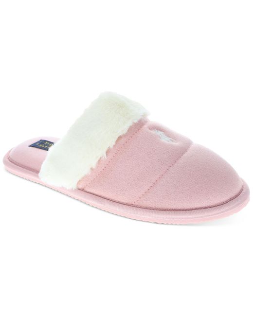 Polo Ralph Lauren Pink Kelcie Microsuede Scuff Slippers