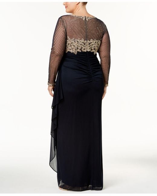 xscape embroidered lace ballgown