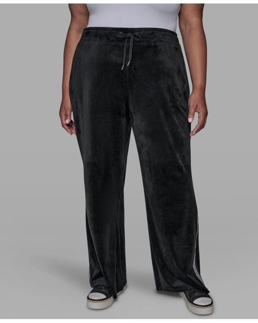 Karl Lagerfeld Black Plus Size Side Tweed Trackpants