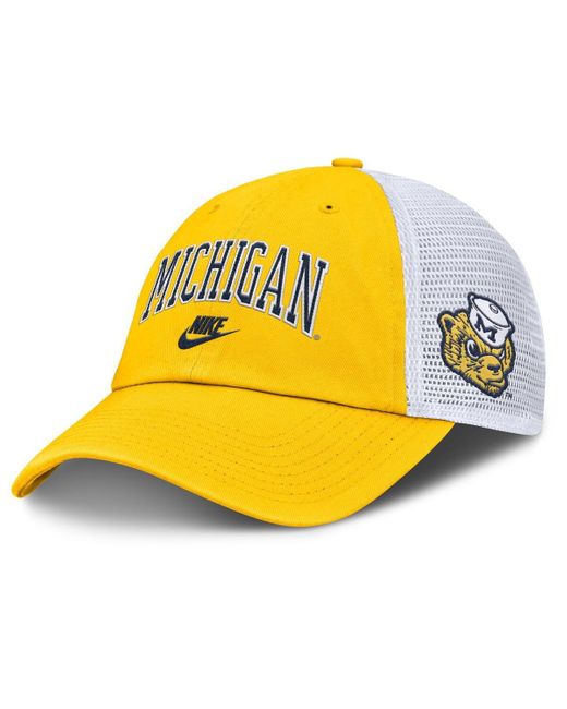 Nike Yellow Michigan Wolverines Club Legacy Adjustable Trucker Hat for men