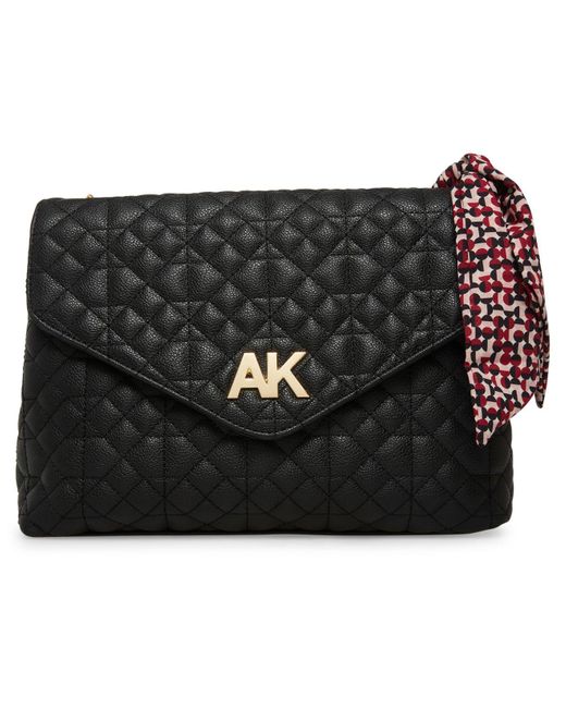 Anne Klein Synthetic Quilted Flap Shoulder Bag in Black Lyst