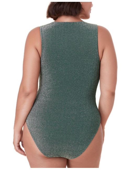thumbnail image 2 of Women's Metallic One-Piece Swimsuit With Removable Belt - Pucker Back Design 2 of 13