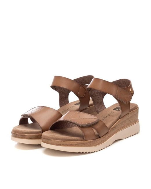Xti Brown Low Wedge Sandals By