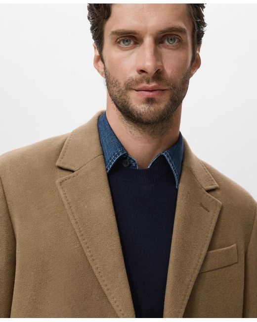 Mango Natural Wool Overcoat for men