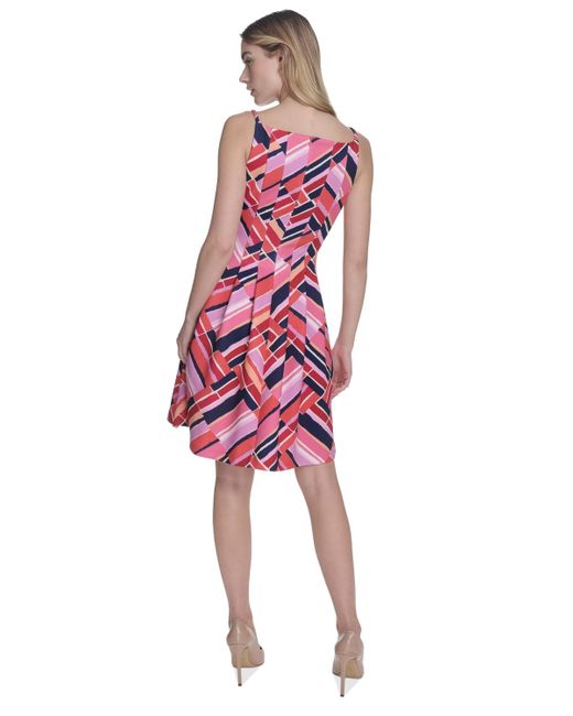 Vince Camuto Red Plus Size Printed Scuba Fit & Flare Dress