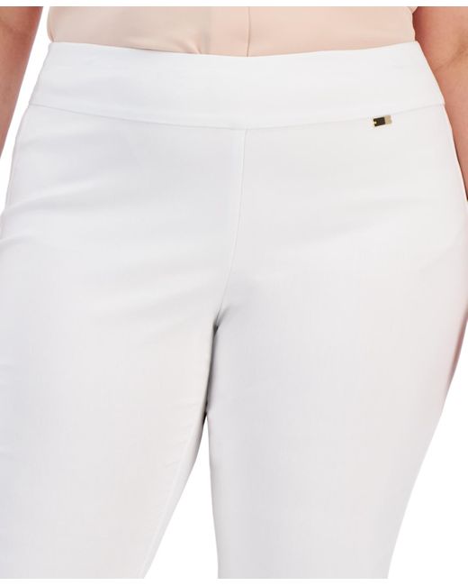 INC International Concepts White Plus Size Mid-rise Pull-on Capri Pants