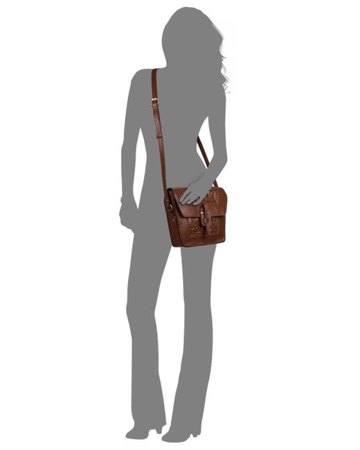 Patricia Nash Brown Marciana Small Leather Crossbody Bag