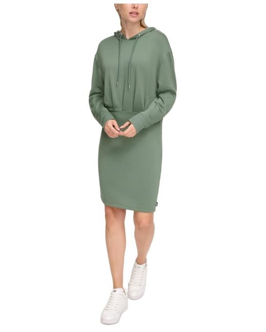 DKNY Green Sport Long-sleeve Hoodie Dress