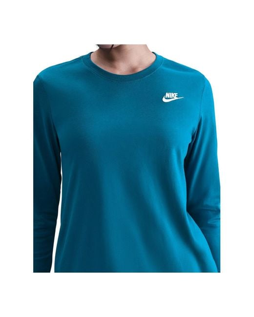 Nike Blue Sportswear Club Cotton Long-sleeve T-shirt