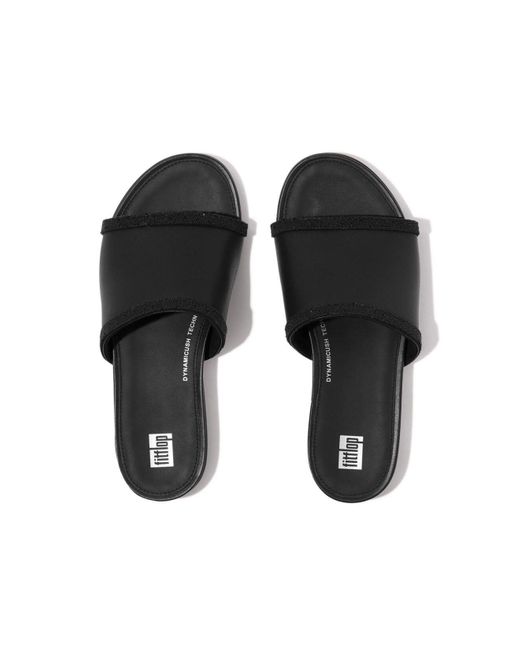 Fitflop Gracie Opul-trim Leather Slides in Black | Lyst